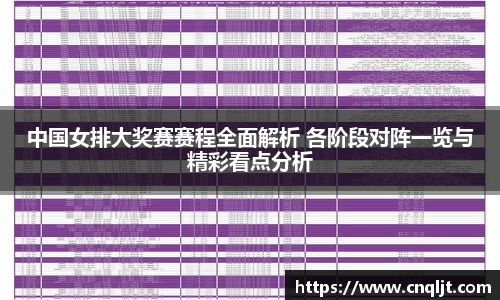 中国女排大奖赛赛程全面解析 各阶段对阵一览与精彩看点分析