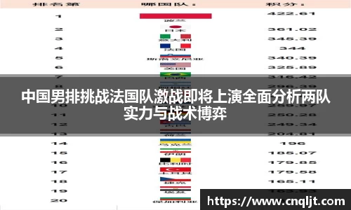 中国男排挑战法国队激战即将上演全面分析两队实力与战术博弈